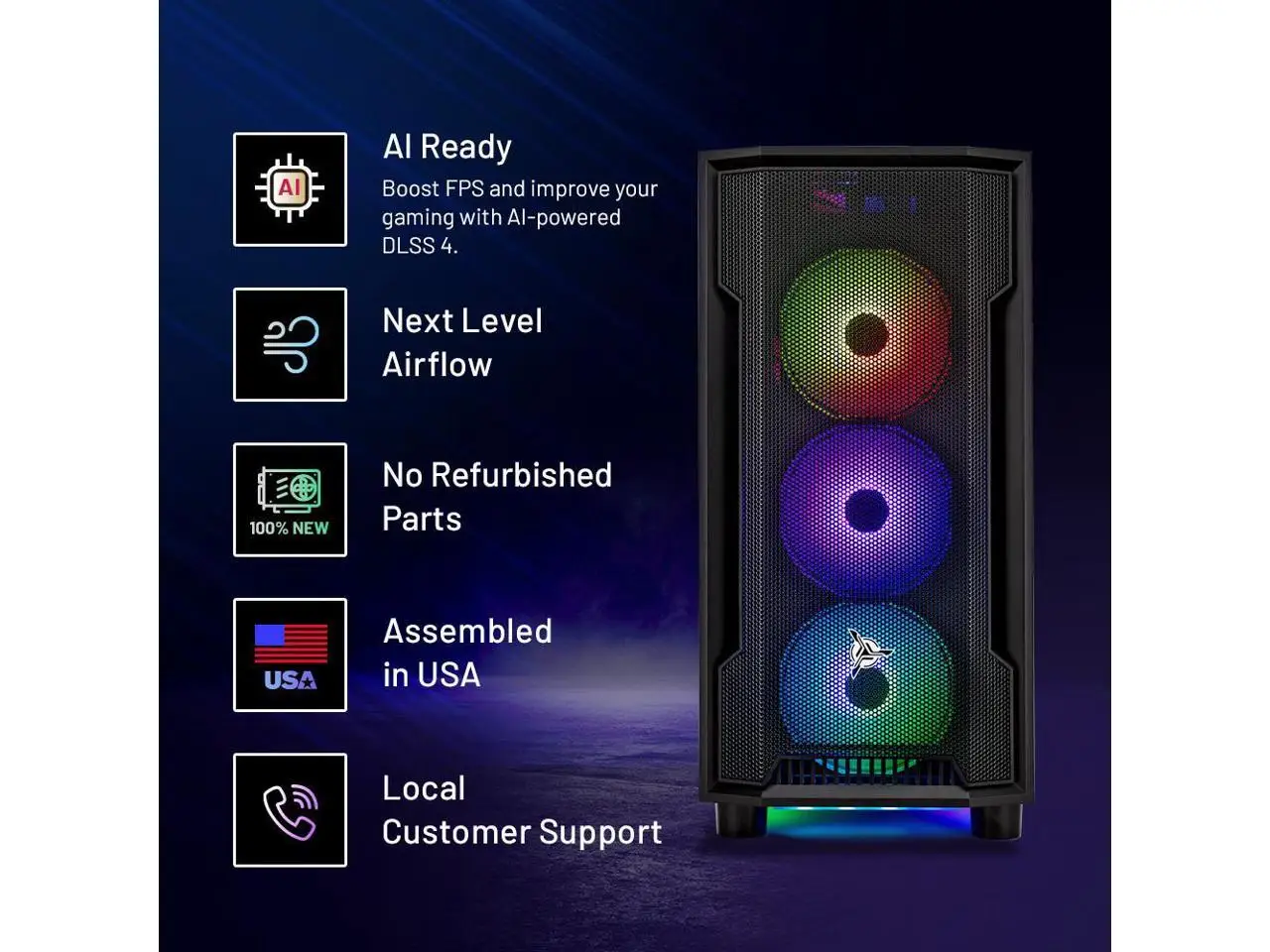 Skytech Gaming Shadow Gaming PC, AMD Ryzen 7 5700 3.7GHz, NVIDIA RTX 5060 Ti 8GB VRAM, 1TB NVMe SSD, 16GB DDR4 RAM 3200, 650W GOLD PSU, Wi-Fi, Win 11, Desktop view 2