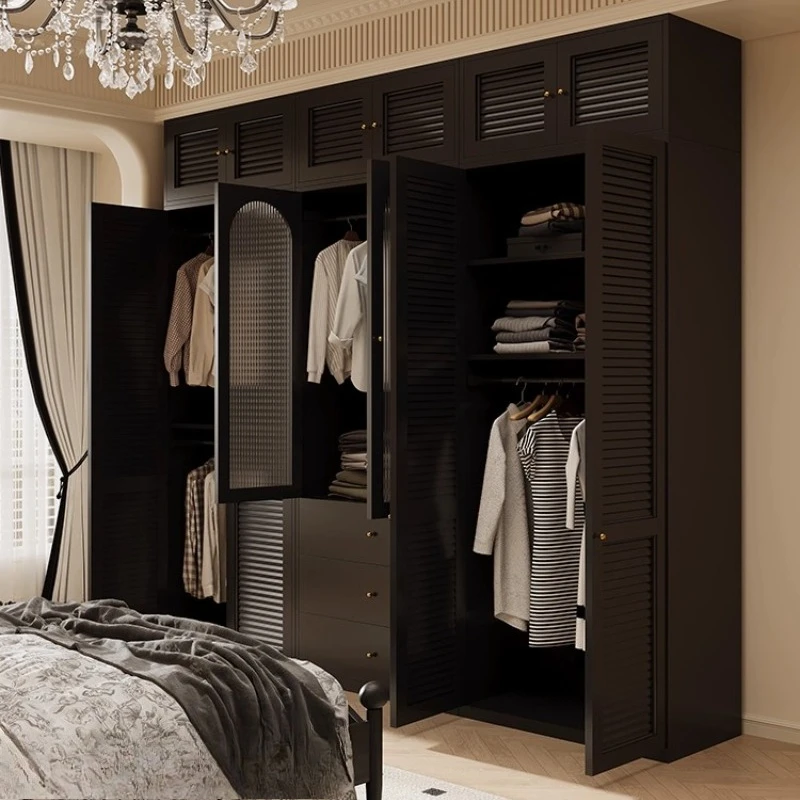 Cabinet/ Closet Double Wardrobe Storage Cabinet American Retro Wardrobe Open Closets Organizer Comforter Bedroom Furniture
