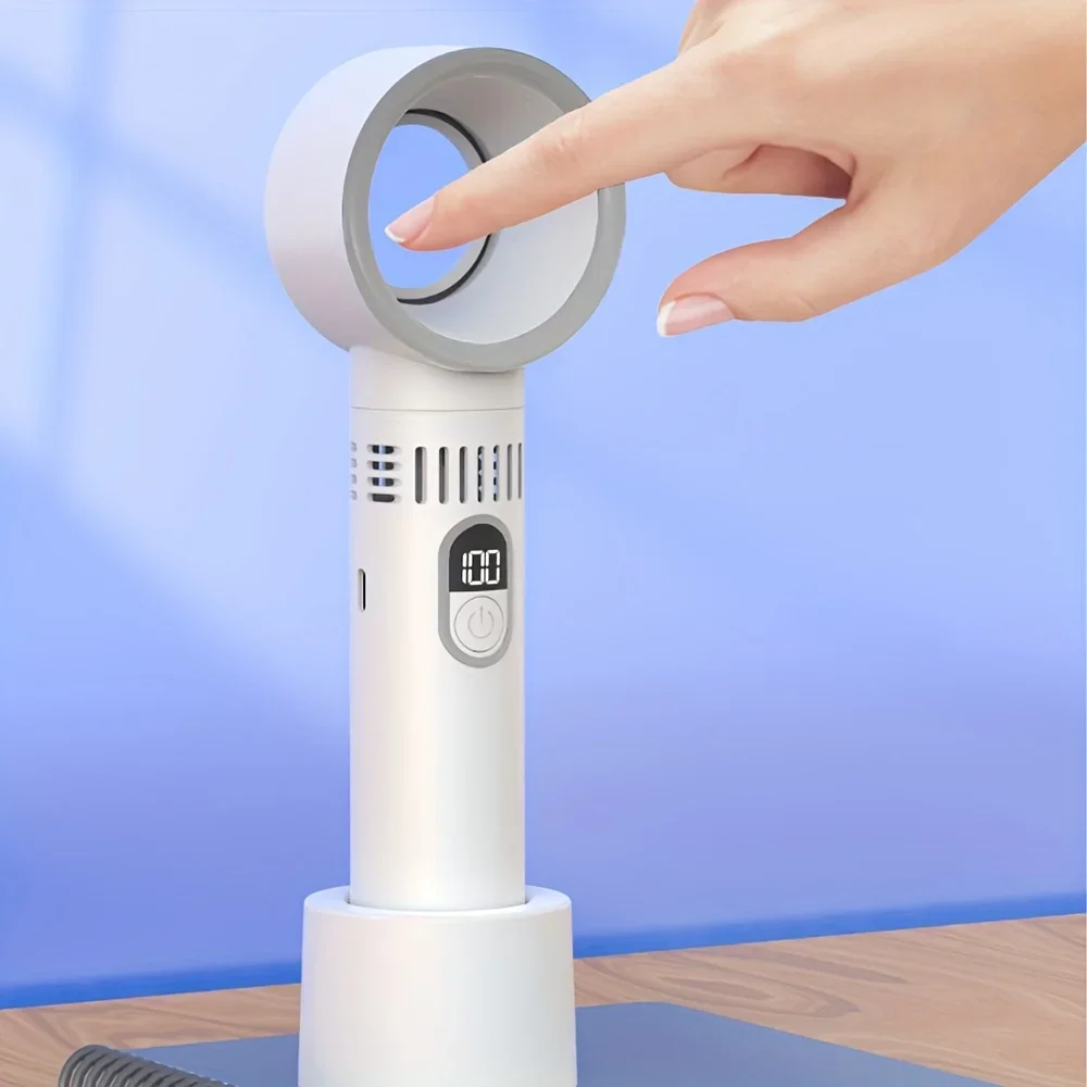 2025 USB powered portable bladeless fan quick cooling personal desktop fan with stable base for home office travel camping