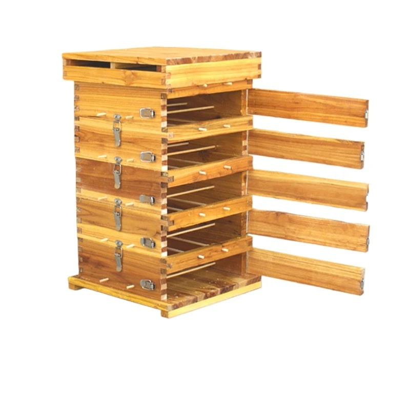 

Chinese bee boiled wax beehive, lattice box, fir five-layer soil culture drum with observation window beekeeping tool