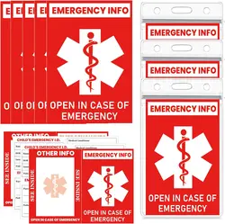 Emergency Contact ID Wallet Card Folding Red Child Medical Information Card 10 Pack with 10 Card Sleeves Medication List Wallet