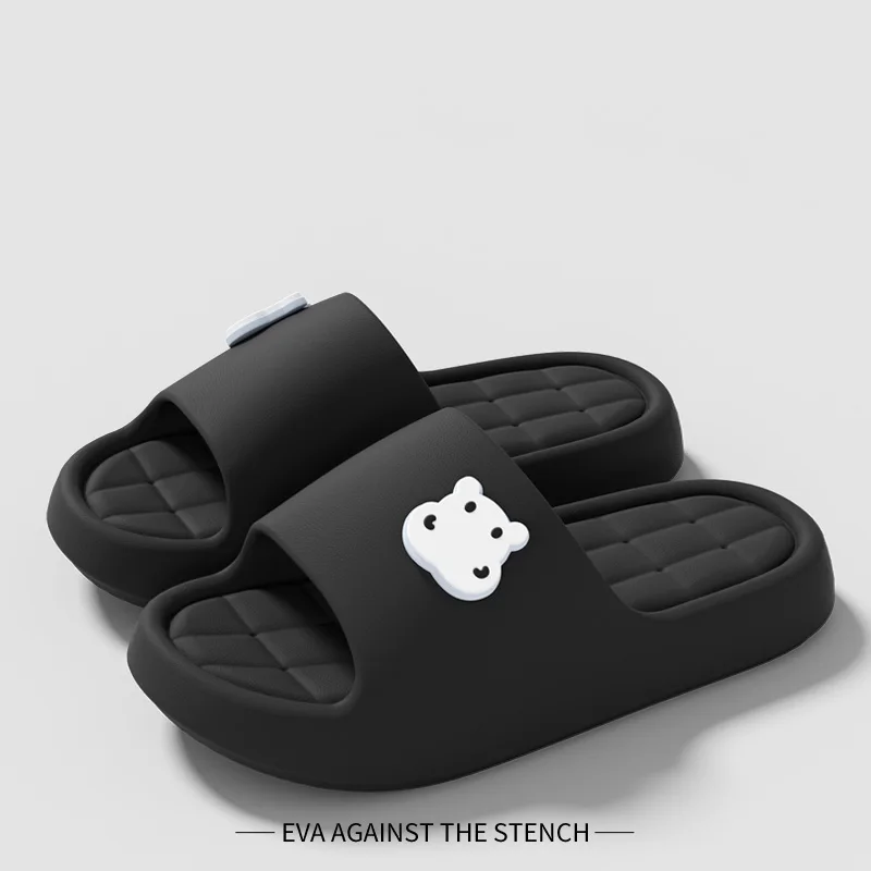 

Cartoon Bear Soft Eva Indoor Slippers Women Summer 2026 Comfortable Thick Sole Home Slippers Non Slip Bathroom Slides for Women