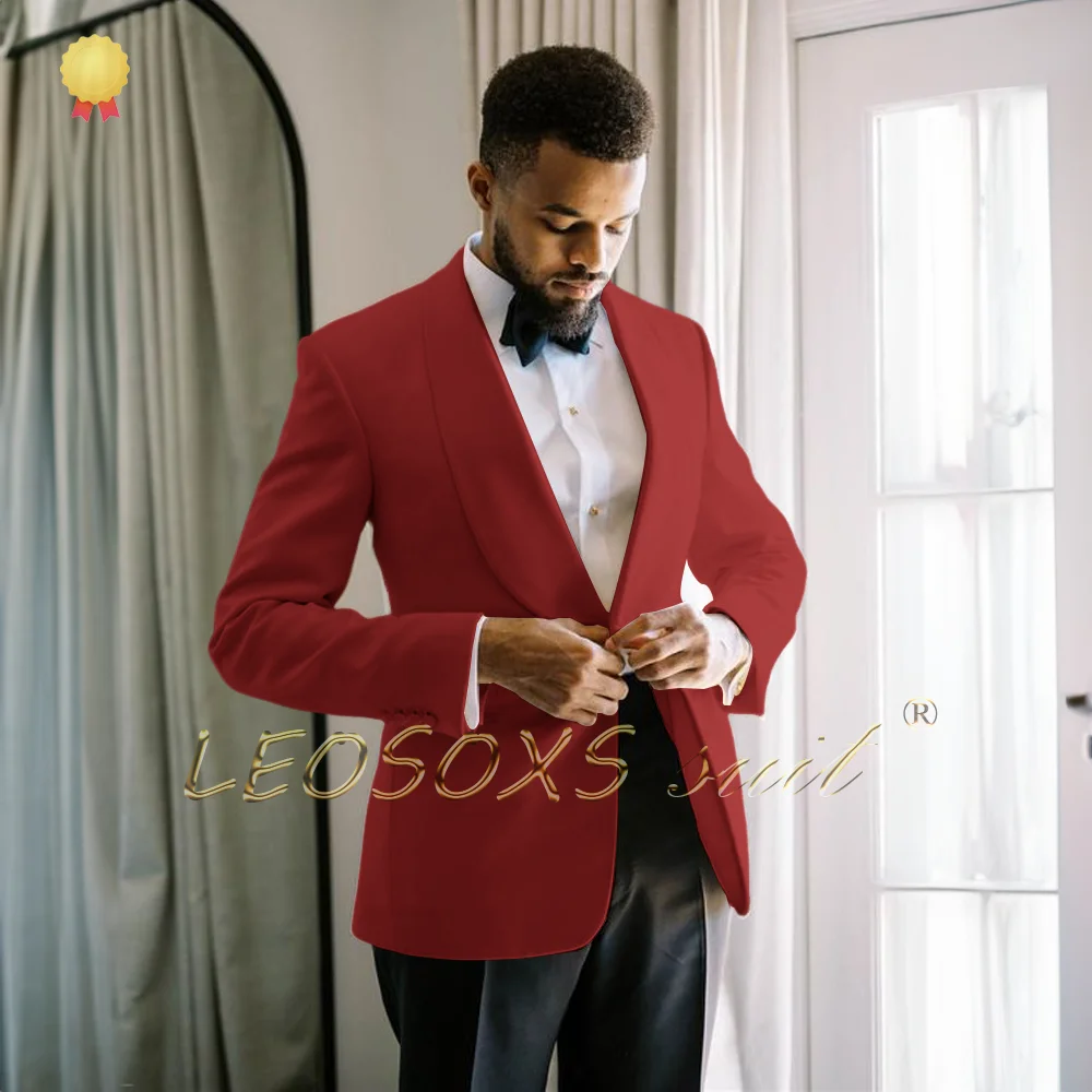 Men's Green Fruit Collar Single Button Wedding Groom Set 2-piece (Coat+Pants) Customized Tailcoat Formal Dress