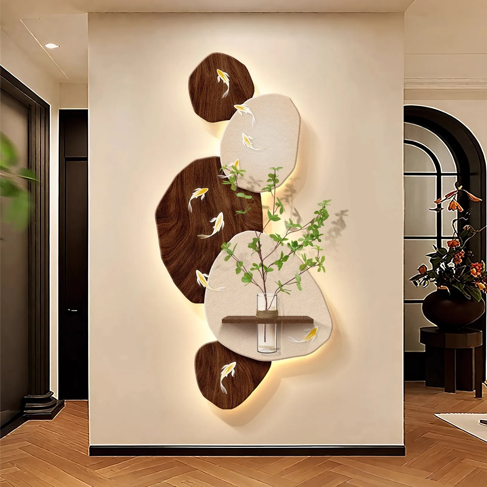 #Entrance Decoration Painting With Good Symbolism, Hydroponic Green Plants, Corridor Hanging Painting, Entrance Facing Door