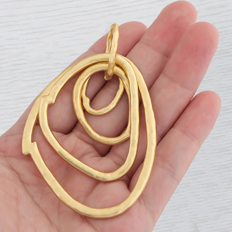 

1 x Multi Irregular Circles Moveable Charm Matte Gold Color Jewellery For DIY Bohemia Pendant Necklace Making Accessories