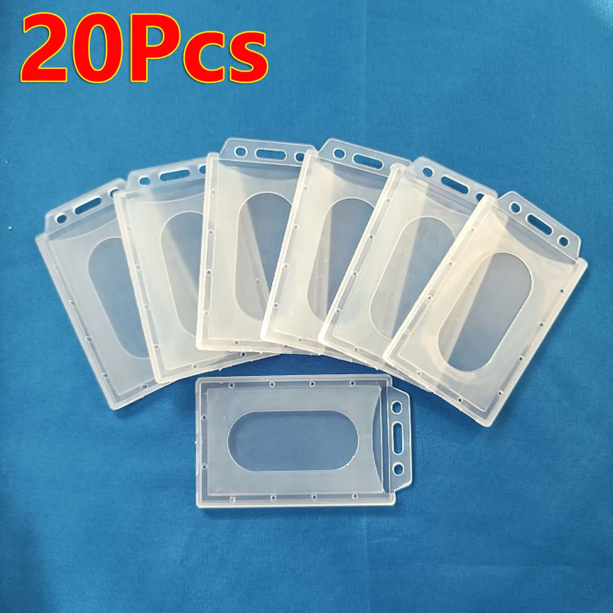

20Pcs Vertical Clear Hard Plastic ID Badge Holder Card Multi Transparent Office Travel ID Card Holder ID Card Case Cover Work