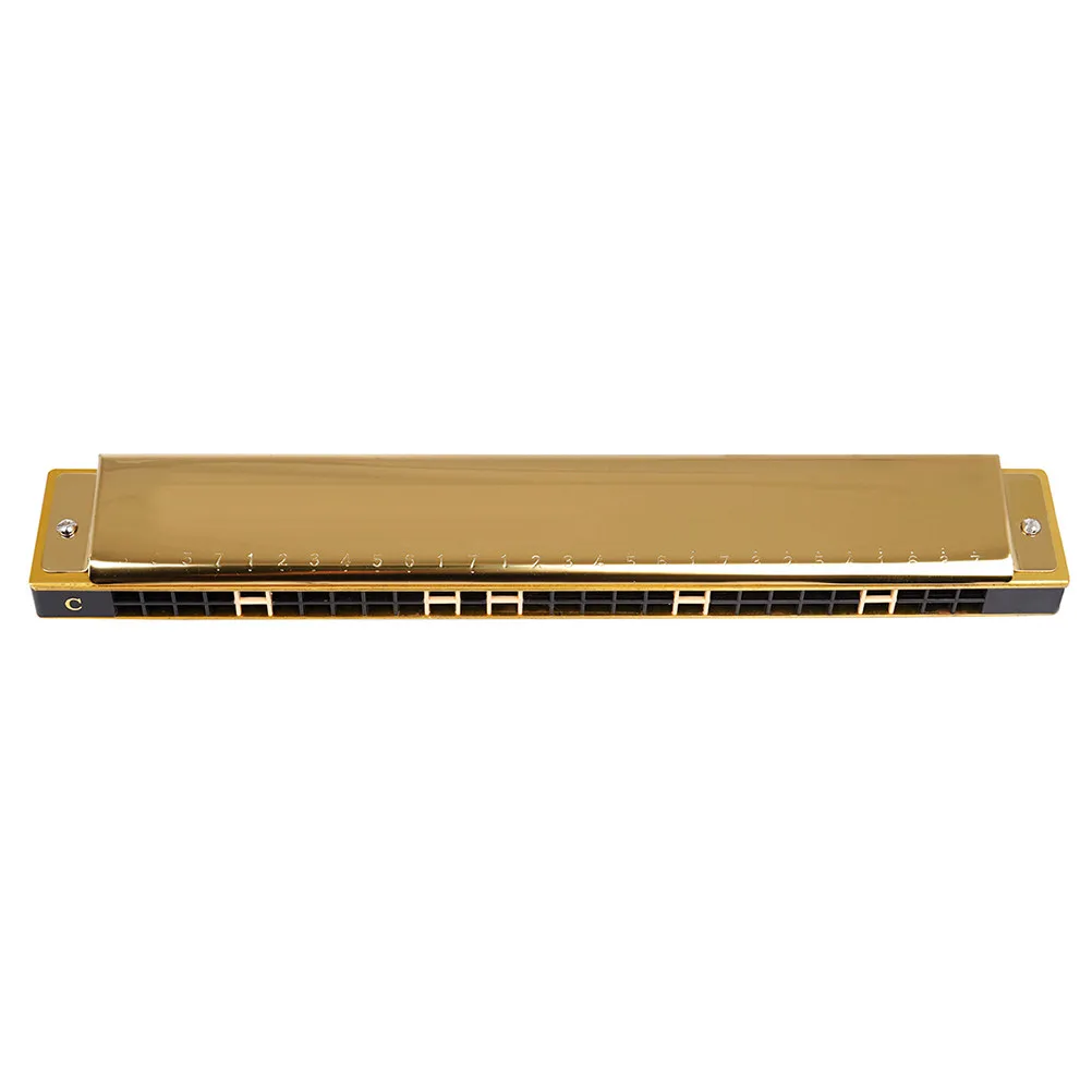 1Pcs C Key Harmonicas Stainless Steel 28-Hole Polyphonic Musical Instrument for Beginners Students Adults Blues Folk Jazz