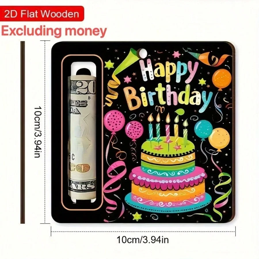 1/4 Piece Birthday Gift Set, Black Wooden Coin Jar, Happy Birthday Theme, Birthday Surprise Gift, Perfect Cash Gift for the Birthday Person, Birthday Party Decoration, Home Hanging Decoration, Room Decoration, Birthday Gift Gifts for Boys, Gifts for Girls, Gifts for the Elderly. Birthday Statement
