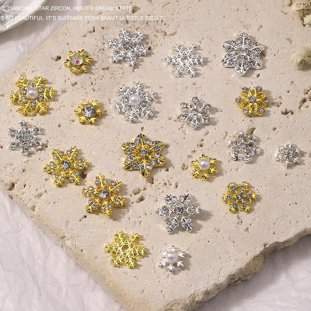 3D Silver Gold Snowflake Nail Decor: The Ultimate Winter Nail Art Upgrade for Festive Glamour