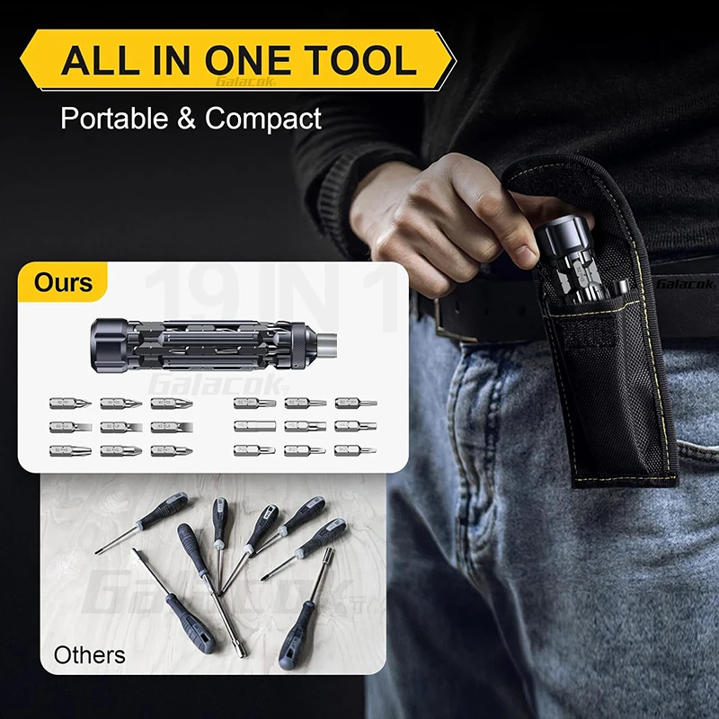 Galacok S1 EDC Multi-Function Screwdriver Set with Magnetic Torx Phillips Hex Drill Bit Portable Repair Tool for Outdoor Home