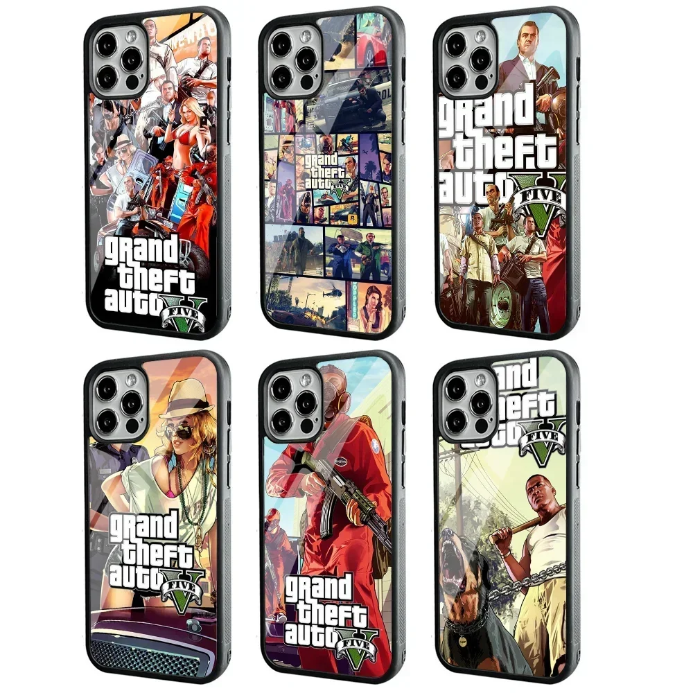 Hot Game GTA V Phone Case For IPhone 11 12 13 14 15 Plus Pro Max Mirror Acrylic PC TPU Cover