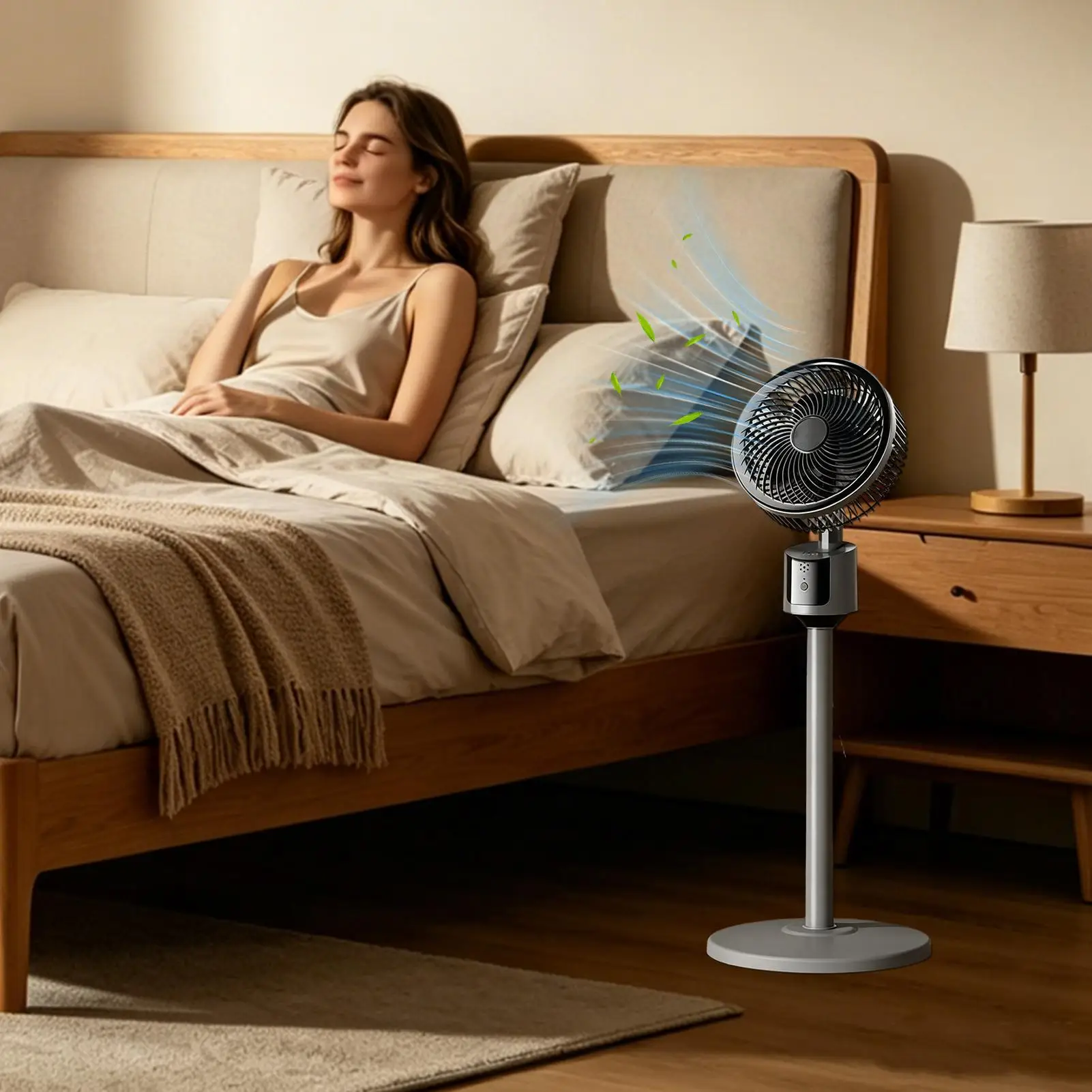 3-Speed USB Standing Fan, 16 Inch Quiet Oscillating Floor Fan with Remote, Powerful Air Circulator for Bedroom Office Dorm