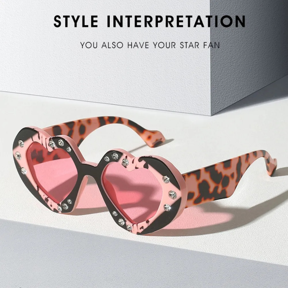 

New Diamond Studded Heart-shaped Sunglasses Personalized Women's Dance Sunglasses Party Decoration Sunglasses