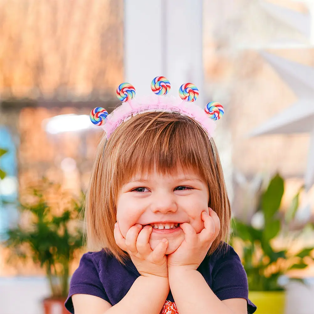 

2Pcs Pink Lollipop Headband for Girls Sweet Candy Hair Accessories Birthday Party Themed Event Amusement Park Photoshoot Daily