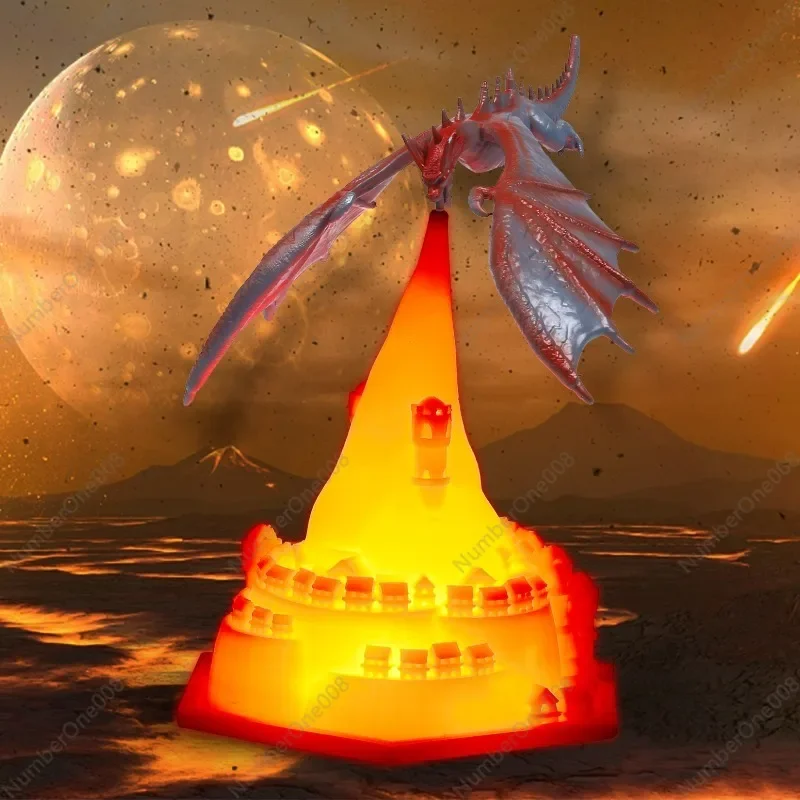 Dynamic Balancing Dragon 3D Printed LED Lamp - Creative Steampunk Desk Decor, Unique Cool Gift for Men, Office & Home