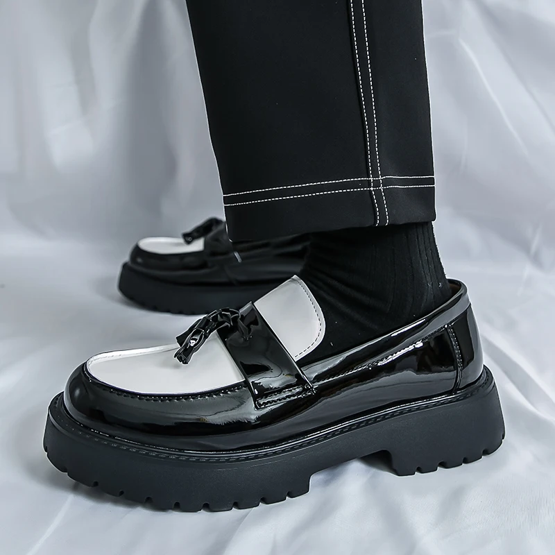 

Весенние брендовые новые мужские лоферы на толстой подошве, модные мужские удобные деловые кожаные туфли в британском стиле