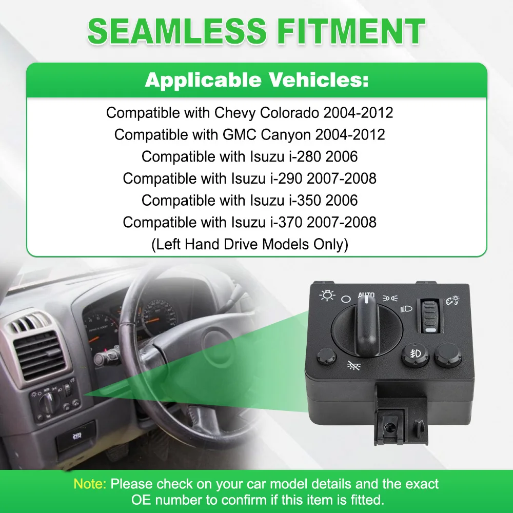 Headlight Fog Light Lamp Control Switch For Chevy Colorado Canyon Isuzu i-280 i-290  i-350 i-370  8209832080, 20983208, 20814347