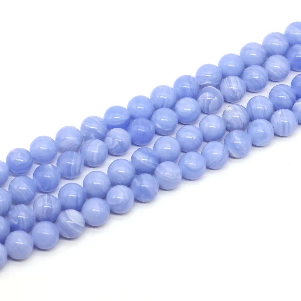 4/6/8/10MM Blue Lace Agate Beads Natural Stones Loose Spacer Crystals Agate Round Beads for Jewelry Making DIY Bracelet Necklace
