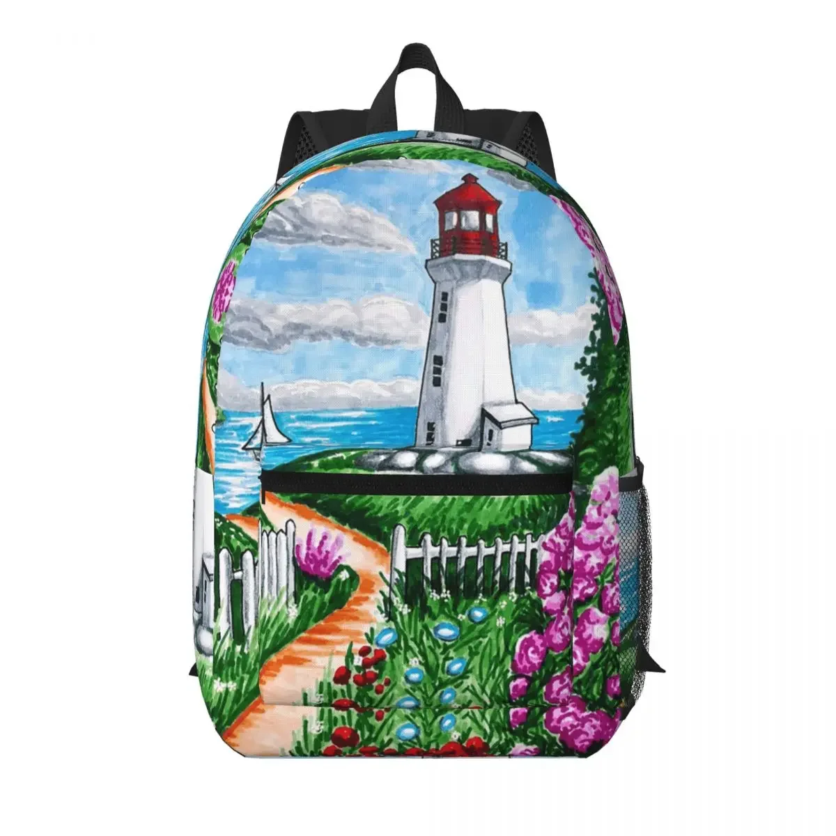 Lighthouse Garden Design Student Backpack School Bag Hiking Travel Daypack for Men Women Bookbag Shoulder Bags