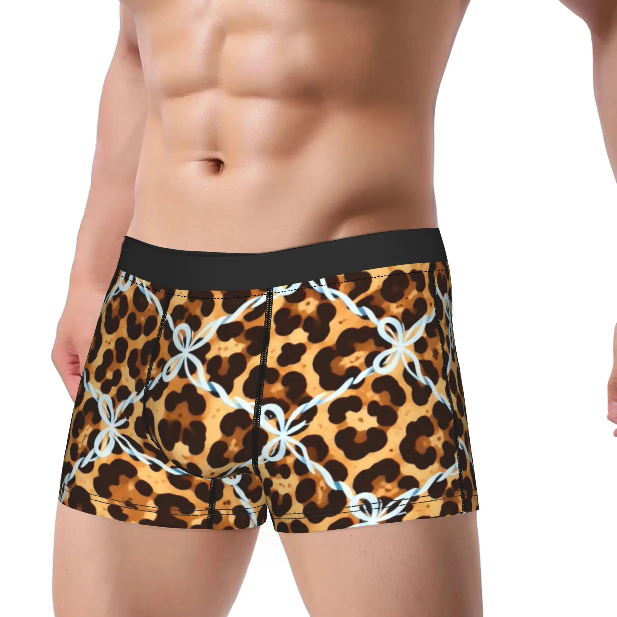 Leopard Cow Mix Animal Skin Seamless Pattern  Underpants Breathbale Panties Male Underwear Ventilate Shorts Boxer Briefs
