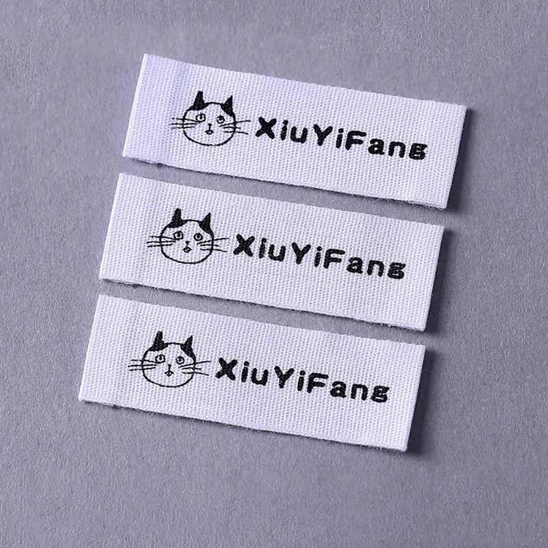 Custom 100% Cotton Tape Printing Labels – Washable Silky Soft Main Label, DIY Logo & Size Personalized for T-Shirt Clothing