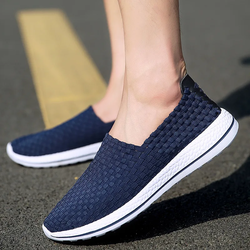 Men Shoes Summer New Breathable Handmade Woven Flats Shoes Shallow Loafers Outdoor Lightweight Casual Sneakers Zapatillas Hombre