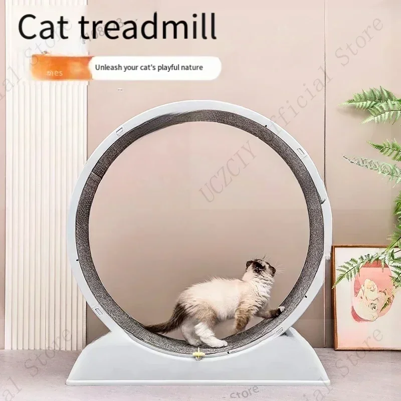 Quiet Exercise Cat Wheel Treadmill - Non-Electric Fitness Toy for Cats and Small Dogs with Durable Plastic Frame and Textured