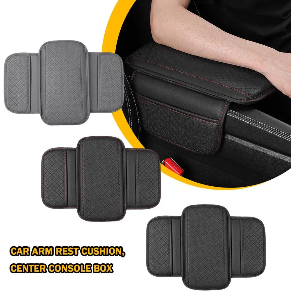 Car Arm Rest Cushion Wear-Resistant Center Console Protection Storage Cover Pad Armrest Box Universal Auto With Pocket N2Q8