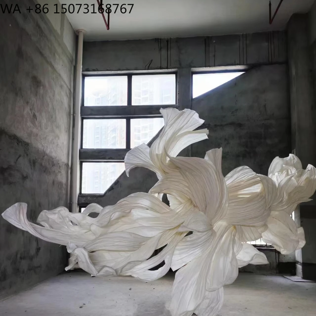 

Stunning White Fabric - like Art Installation: Great for Gallery Exhibitions, Wedding Interior Decor And Event Backdrops