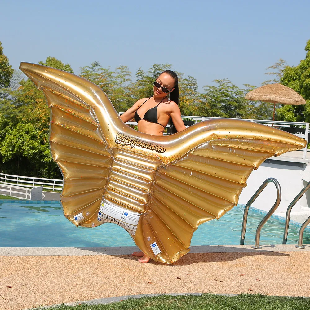 

Giant Sequined Golden Butterfly Inflatable Pool Float For Adult Pool Party Toys Lying-on Air Mattress Swimming Ring Piscina