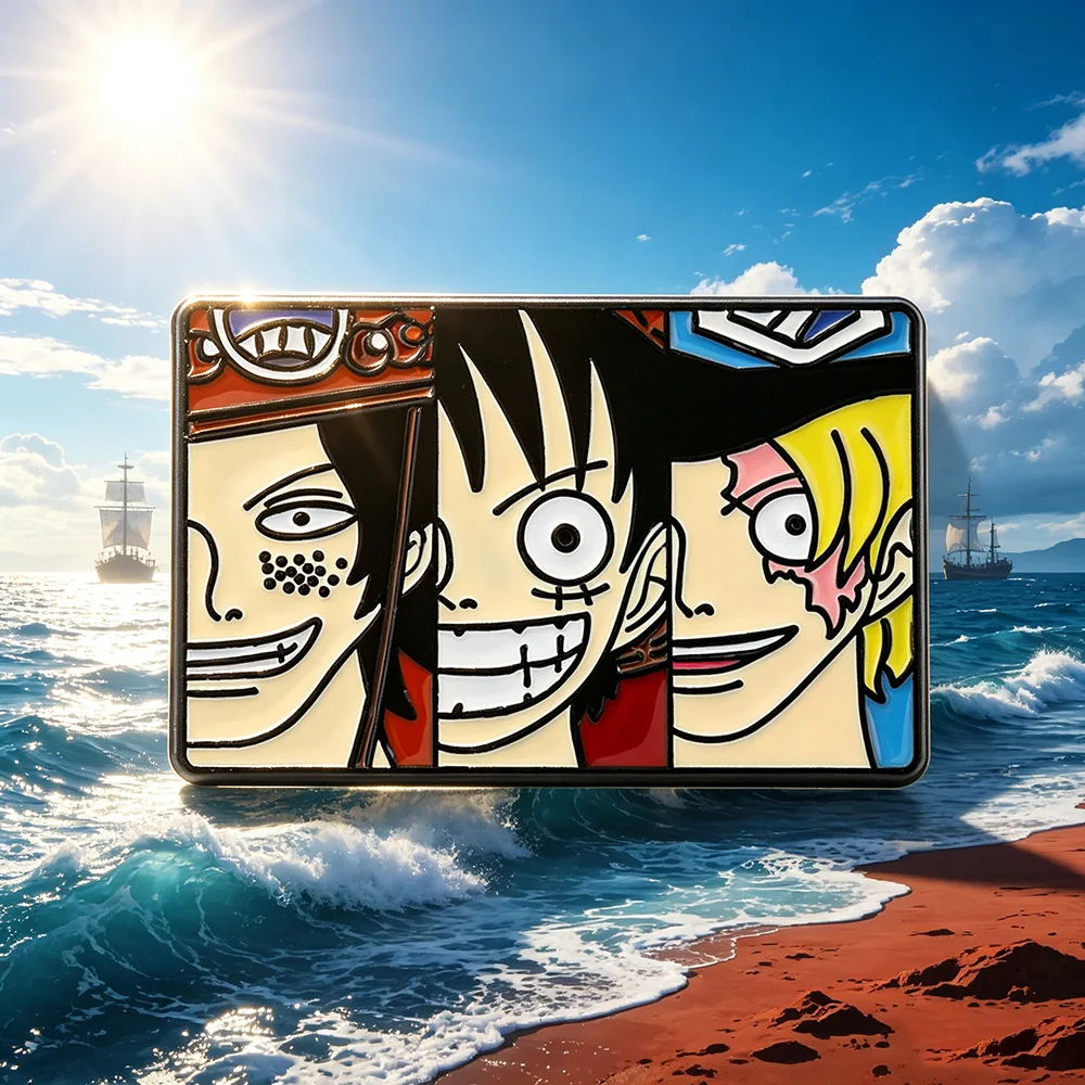 One Piece Anime Enamel Pin, Luffy Ace Sabo‑Brothers Metal Lapel Brooch Badge Decorative Pin for Backpack Collectible Gift