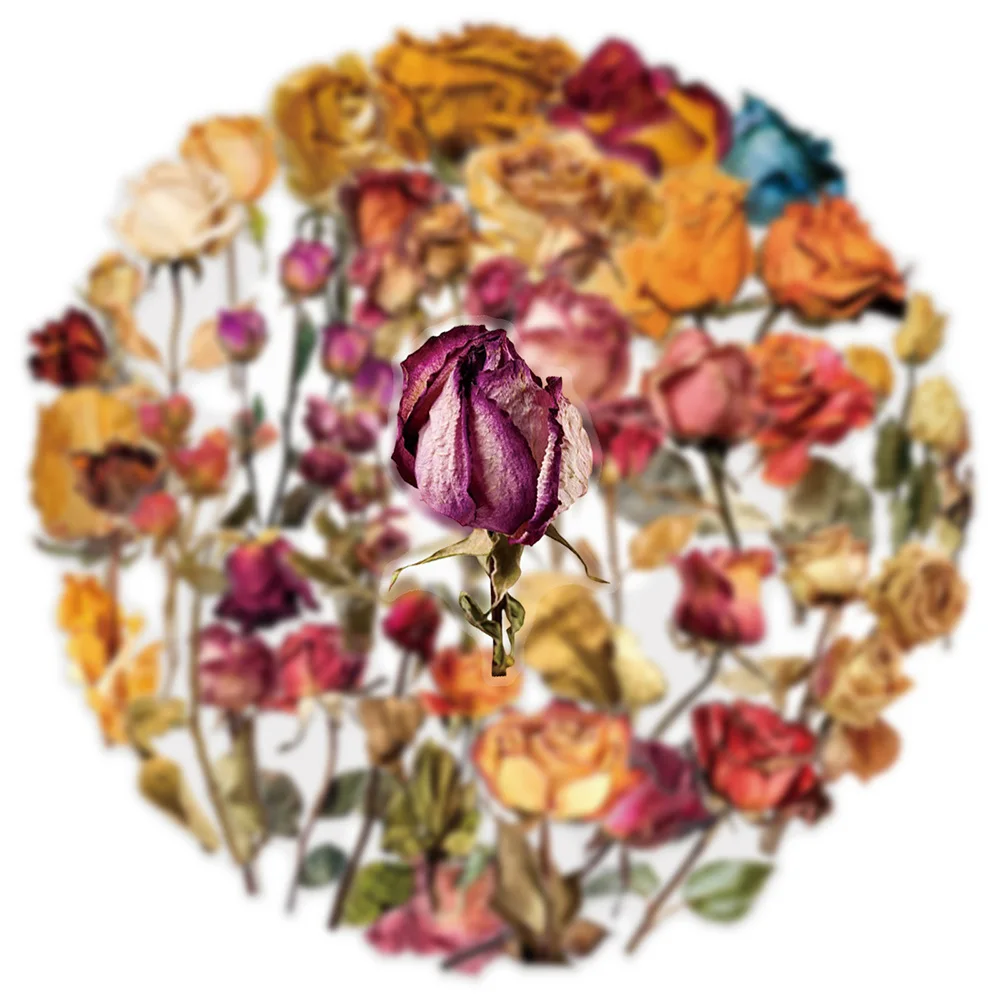 10/30/50 stücke Nette Cartoon Vintage Transparent Welken Rose Blume Aufkleber DIY Laptop Telefon Kühlschrank Sammelalbum Dekoration Aufkleber