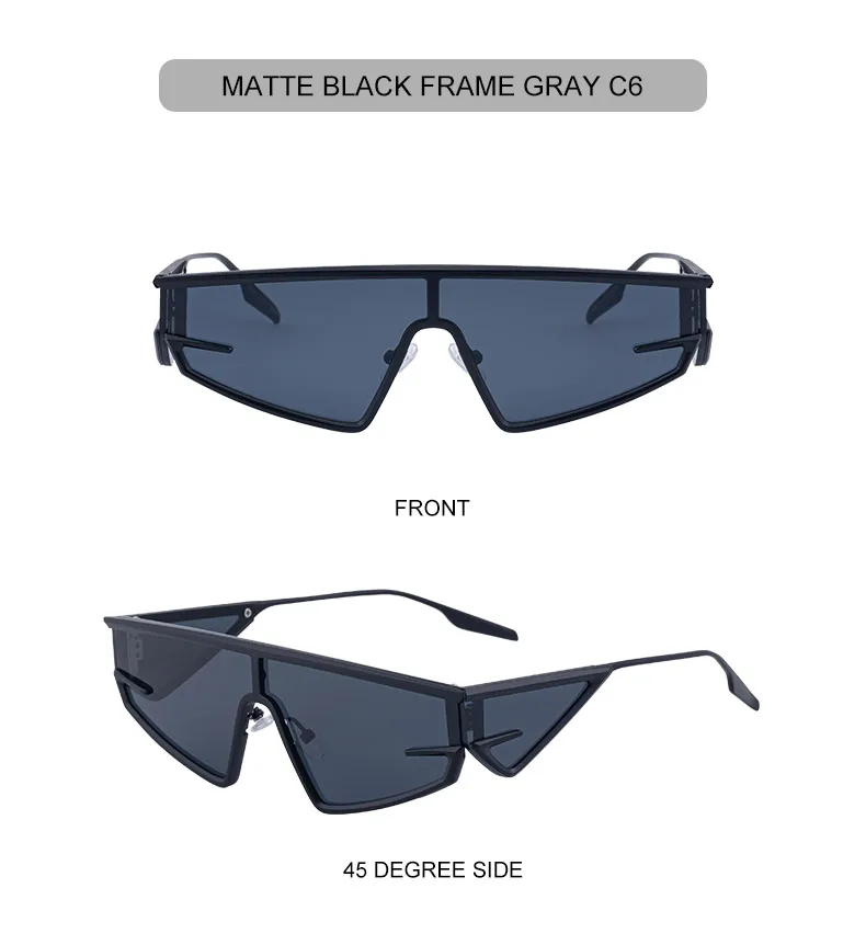Y2K Punk Quadratische Schild Sonnenbrille Männer 2025, Luxus Marke Vintage Unregelmäßige Steampunk Winddicht Sonnenbrille für Frauen Shades UV400 – Detail 20