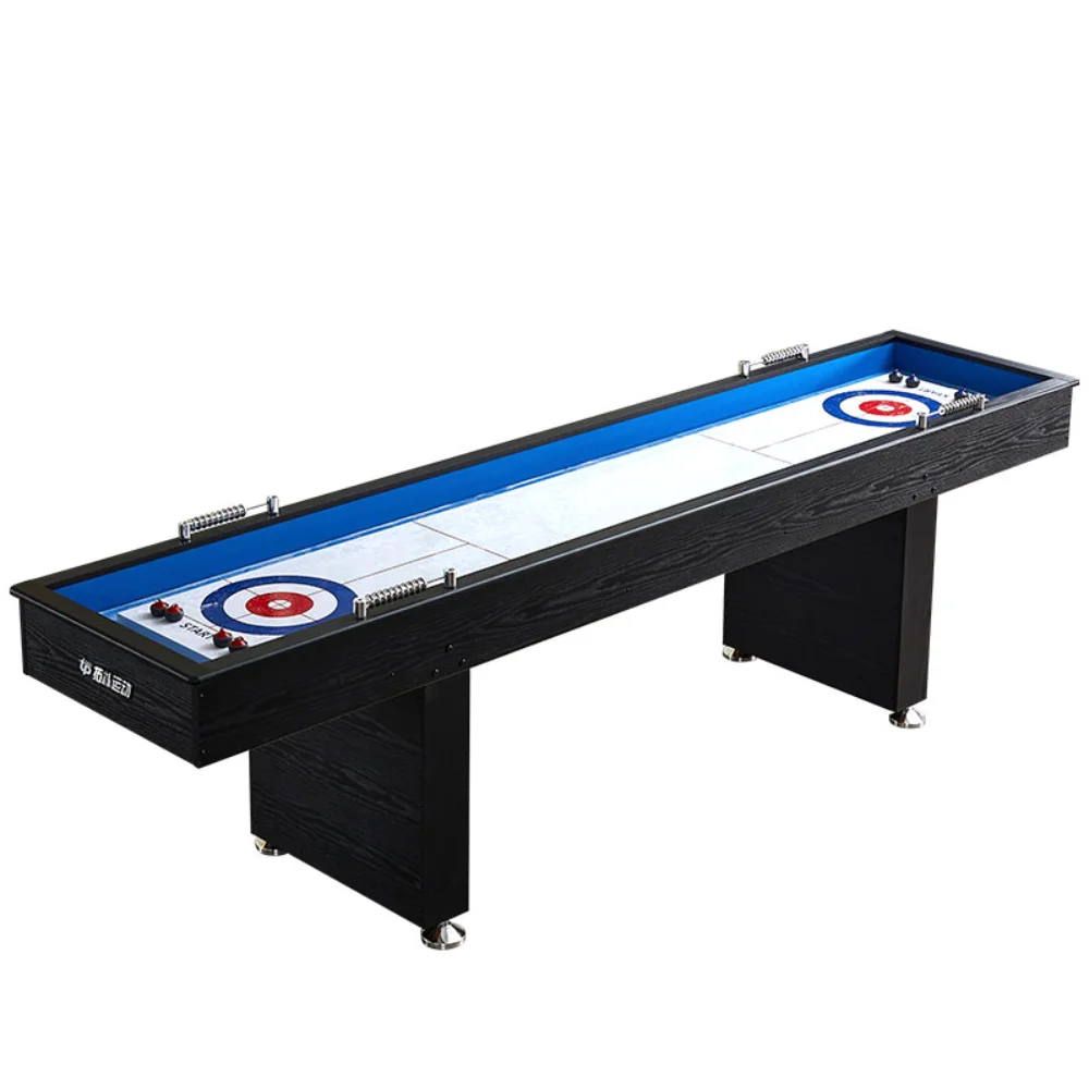 Classic 9-foot 2-in-1 shuffleboard table with corporate or family room curling game TS-9074