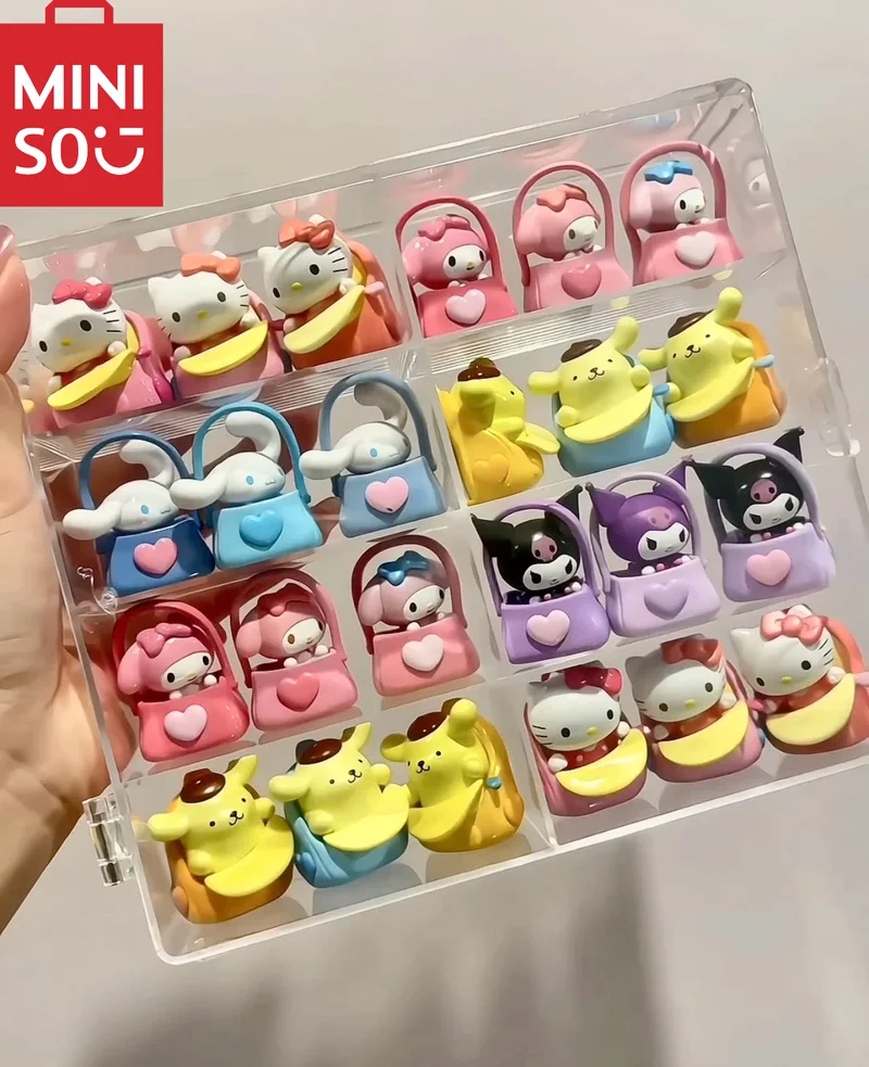 

Blind Box MINISO Sanrio Heartbeat Conspicuous Bag Series Cute Bean Mini Collection Doll Birthday Gift Animation Toy Children
