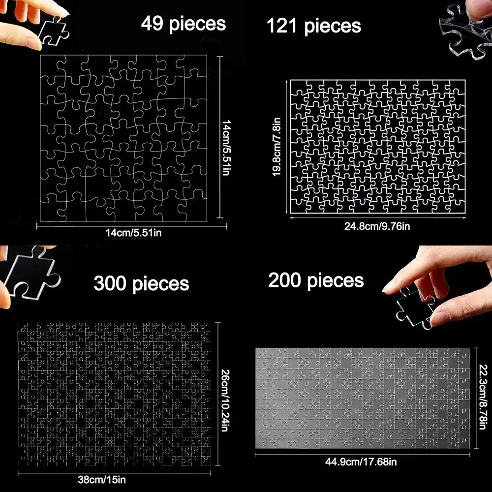 Puzzle acrílico único para alívio do estresse, quebra-cabeça em branco claro, brinquedos educativos familiares, desafio impossível, engraçado, 49 pcs, 121 pcs, 200 pcs, 300pcs