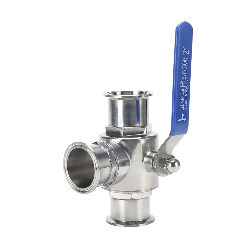 19mm 25mm 51mm 3-Wege Sanitär-Kugelhahn aus Edelstahl, Lebensmittelqualität, Manueller Tri-Clamp Schnellverschluss Richtungs-Kugelhahn – Detail 10