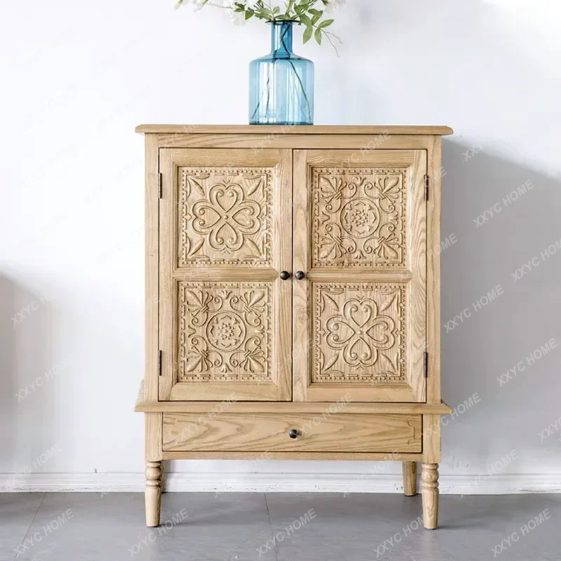 

Y style, solid wood retro old dining side cabinet, foyer entrance, living room decoration