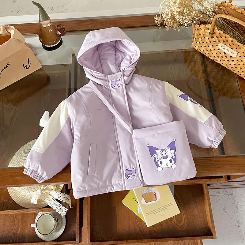 

Kids Cotton Jacket Autumn Winter Baby Girls' Lomi Printed Thickened Hooded Outerwear Korean Casual Warm Windproof Jackets