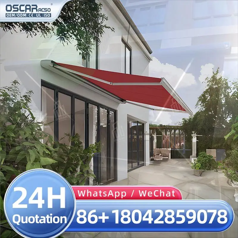 

Выдвижной моторизованный навес-маркиза из алюминиевого сплава с водонепроницаемой LED-подсветкой и умным пультом ДУ для вилл, балконов, террас и улицы (США)