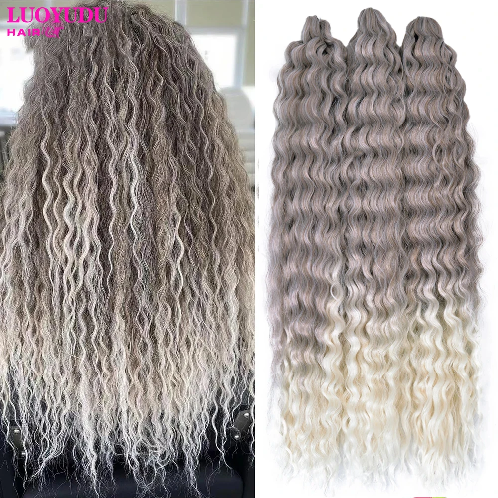 Ariel Krul Haar Water Wave Twist Gehaakt Haar Natuurlijke Afro Krullen Synthetische Ombre Blonde 22Inch Diepe Golf Vlechten Haarverlenging