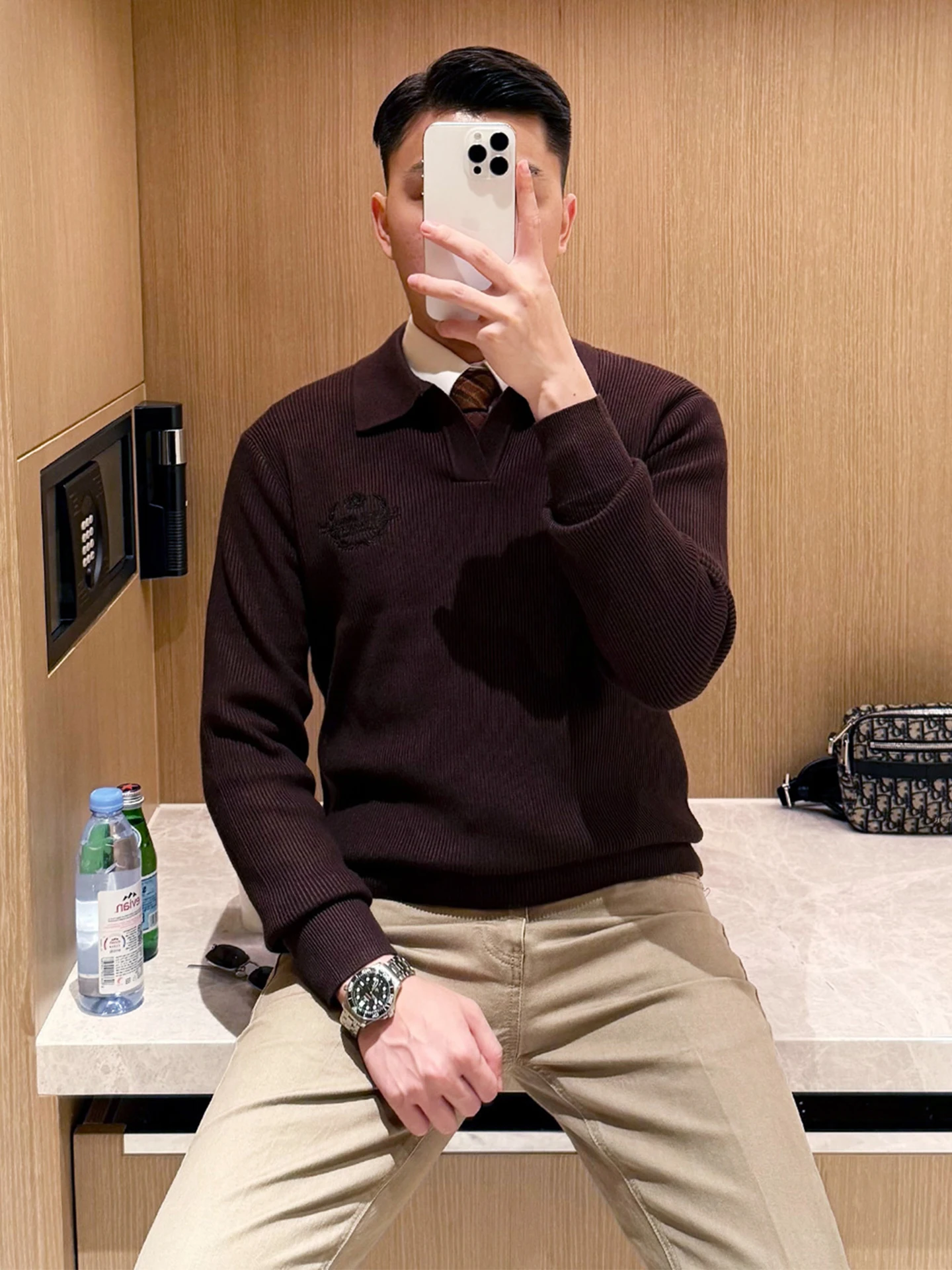 

Briti Sle мужской модный трикотажный повседневный облегающий мужской свитер с вышивкой в стиле ретро, осенний свитер для поездок на работу