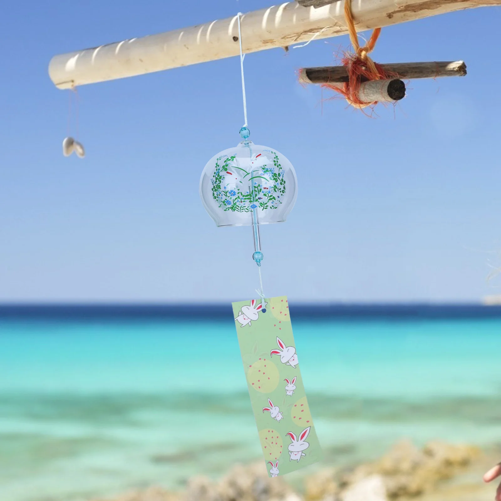 

1Pcs Glass Wind Chime Japanese Style Retro Design Hanging Ornament Living Room Bedroom Garden Decorative Pendant Gift