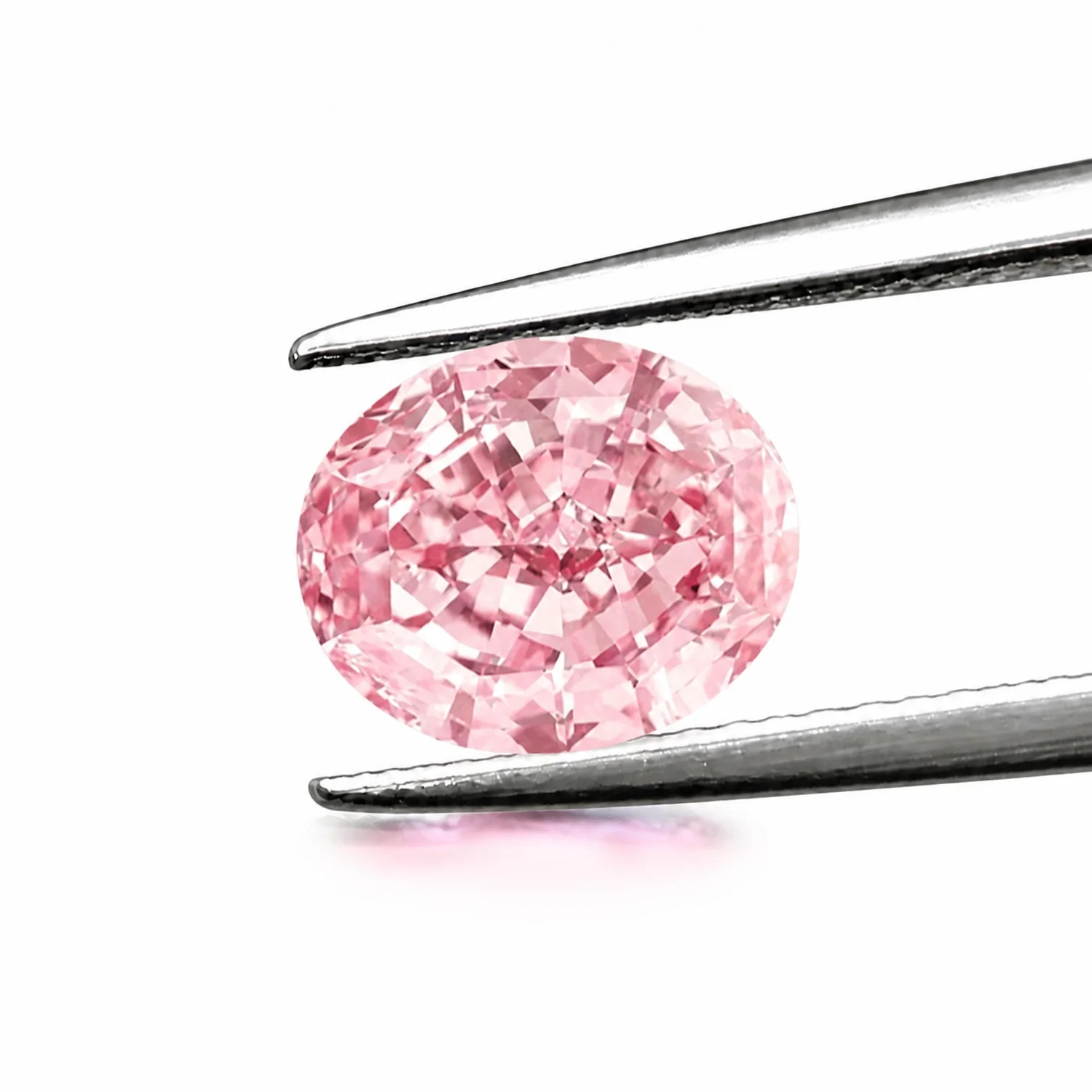 Diamond Stud Earrings - Овальный розовый неоправленный камень, блестящий овальный