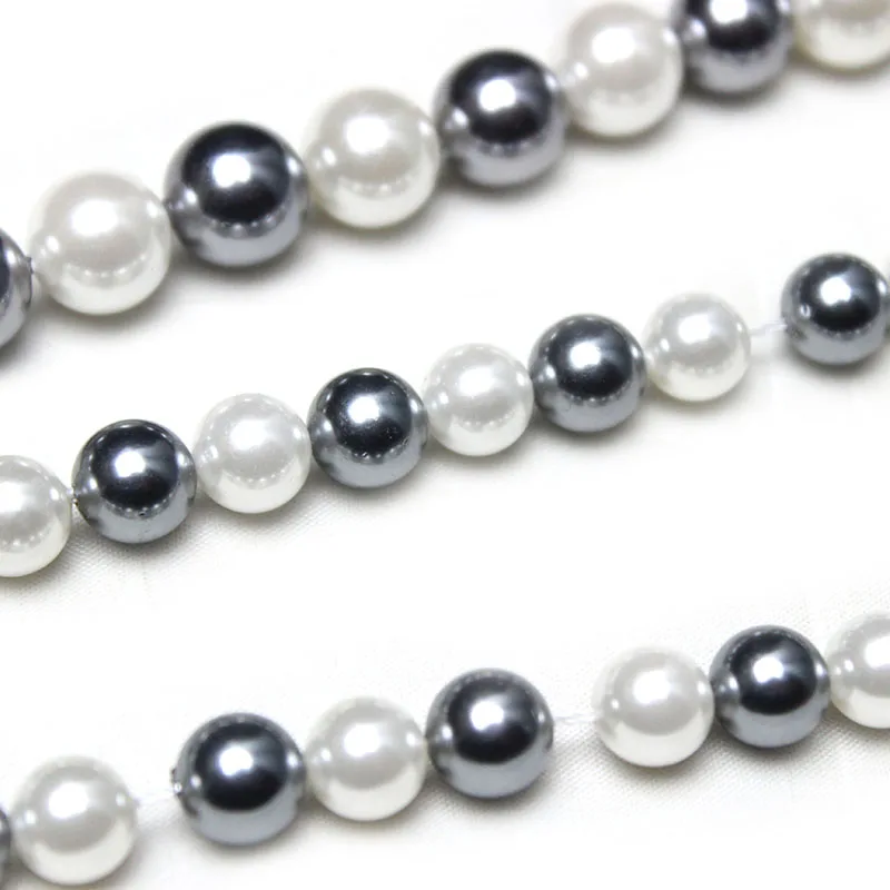 Natural Grey White Shell Pearl Loose Round Spacer Beads For Jewelry Making DIY Bracelet Necklace Accessories 15\'\' 6/8/10/12mm