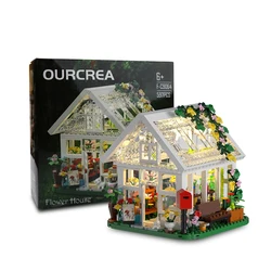 OURCREA Luminescent Flower House Building Block Set Leisure Light Openable House Hut Architecture Brick Toys Children Kid Gifts