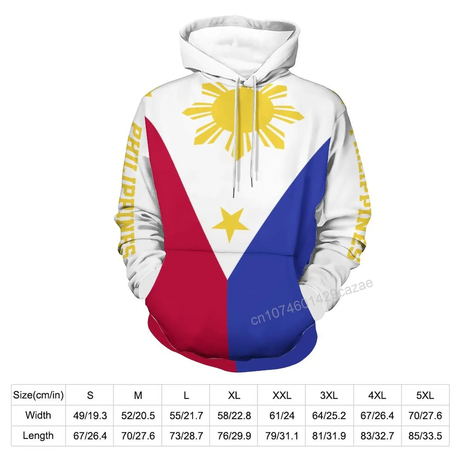 Sudadera con capucha de poliéster para hombre y mujer, suéter informal con estampado 3D de bandera de país de Filipinas, estilo Harajuku, Unisex