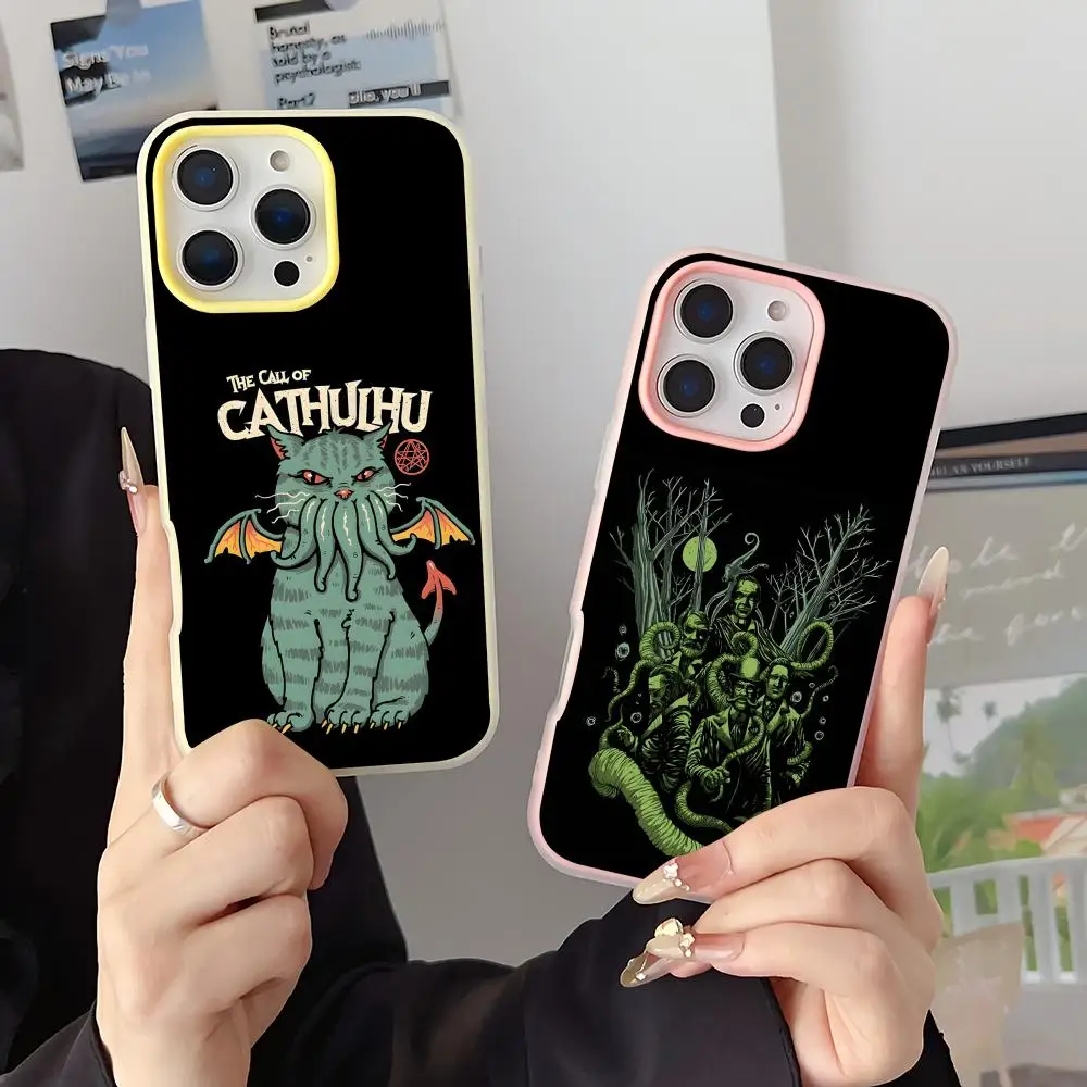 Art The Call of Cthulhu Phone Case 2-in-1 Detachable for iPhone 17-13 Clear Case Multi-Color Card Holder Soft TPU Shockproof