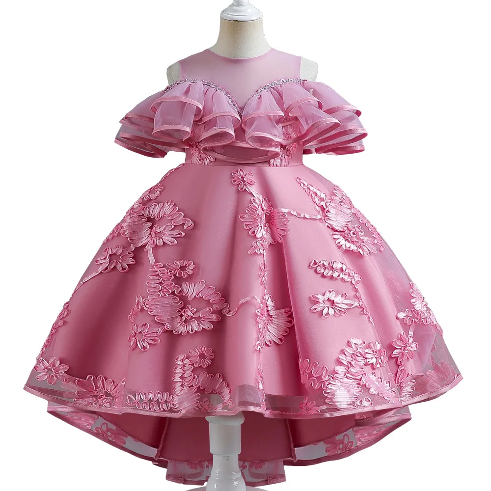 Girls\' Dress New Temperament Little Girl Children\'s Summer Dress Children\'s Birthday Party Evening Off Shoulder Princess Dress