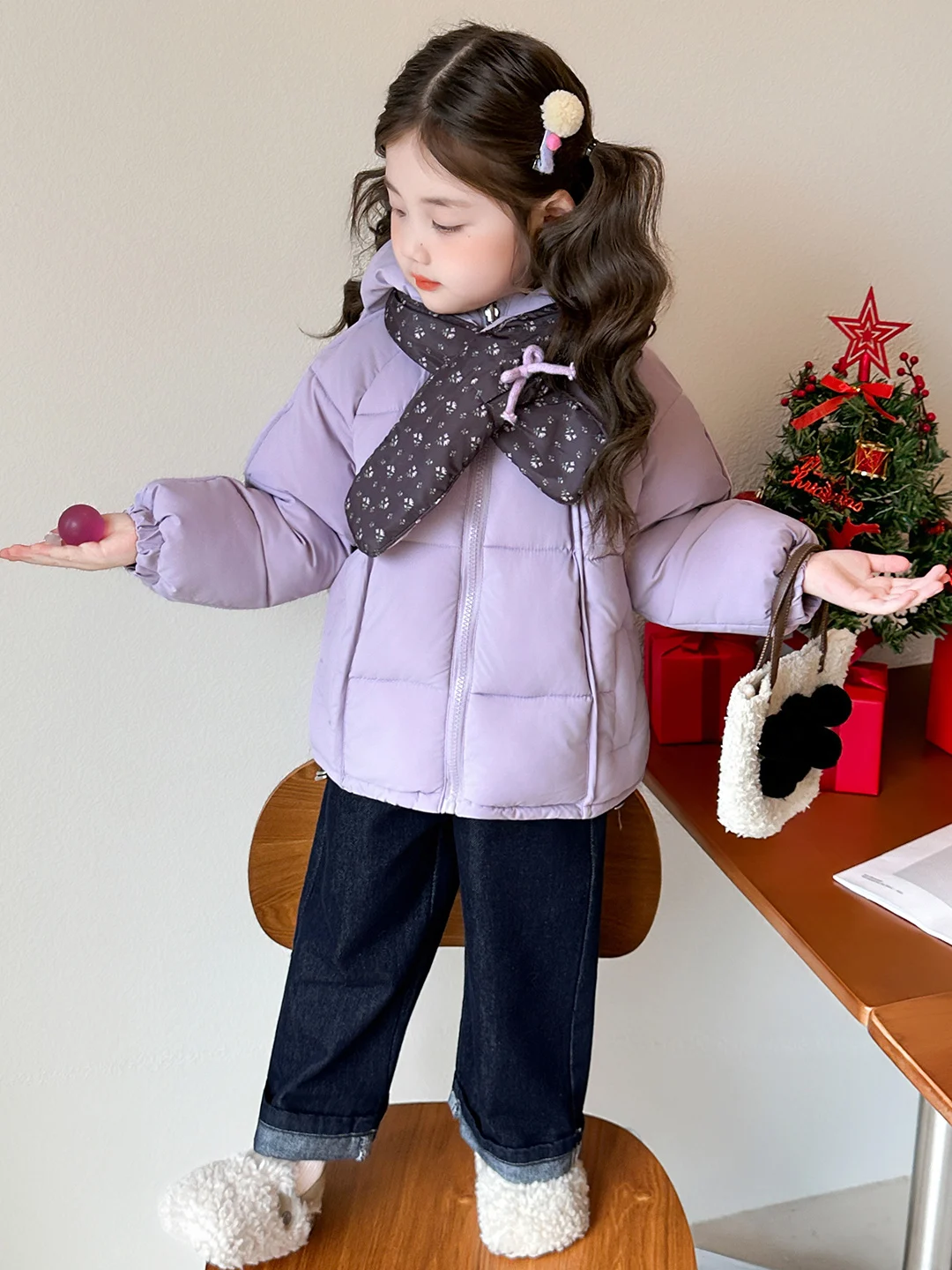 

Thiened Cotton Jaet for Girls Winter Two-Sided Wear Floral Print Hooded Warm Coat Baby Girl Faionable Outerwear